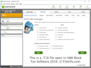 H&R Block Tax Software 2016中.t16文件的屏幕截图