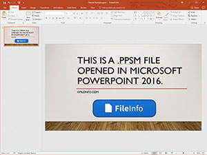 Microsoft PowerPoint 2016中.ppsm文件的屏幕截图