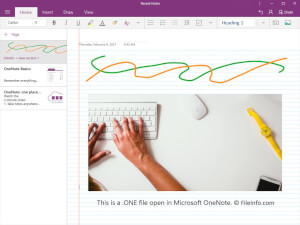 Microsoft OneNote 2016中.one文件的屏幕截图
