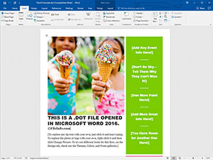 Microsoft Word 2016中.dot文件的屏幕截图