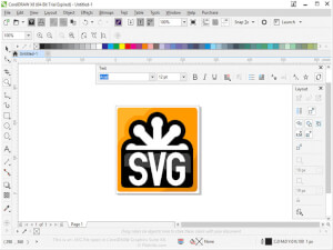 CorelDRAW Graphics Suite X8中的.svg文件的屏幕截图