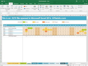 Microsoft Excel 2016中.xltx文件的屏幕截图