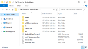 提取后Windows资源管理器中.apk文件的屏幕快照