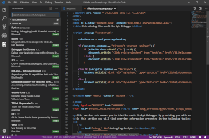 Microsoft Visual Studio代码1中.asp文件的屏幕截图