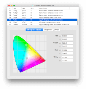 Apple ColorSync实用程序中的.icc文件的屏幕截图